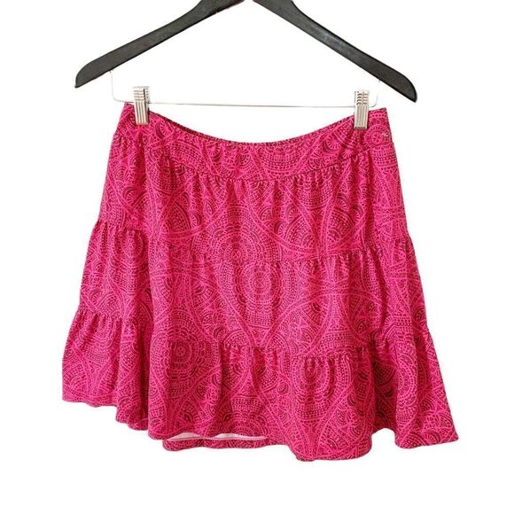 Prana Fushia Pink Short Swingy Tiered Skirt - Picture 1 of 4